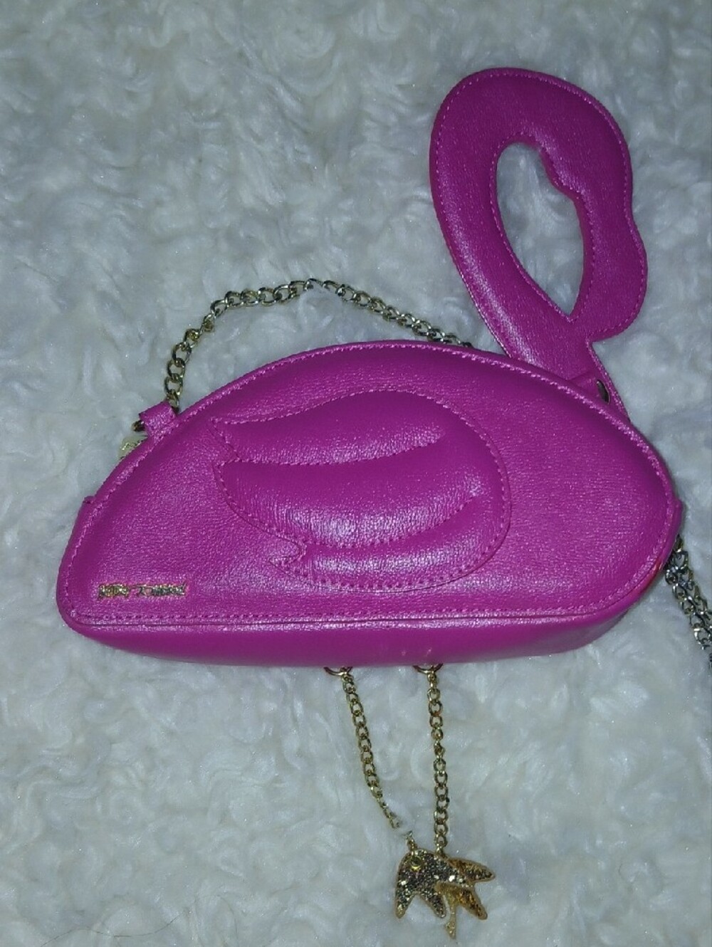 Rare Betsey Johnson Pink Flamingo Crossbody Bag - Picture 3 of 8
